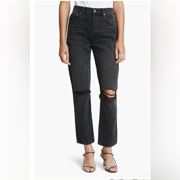 PISTOLA Keaton High Waisted Slim Straight Taurus Denim Jeans In Black Size 27 - Picture 2 of 7